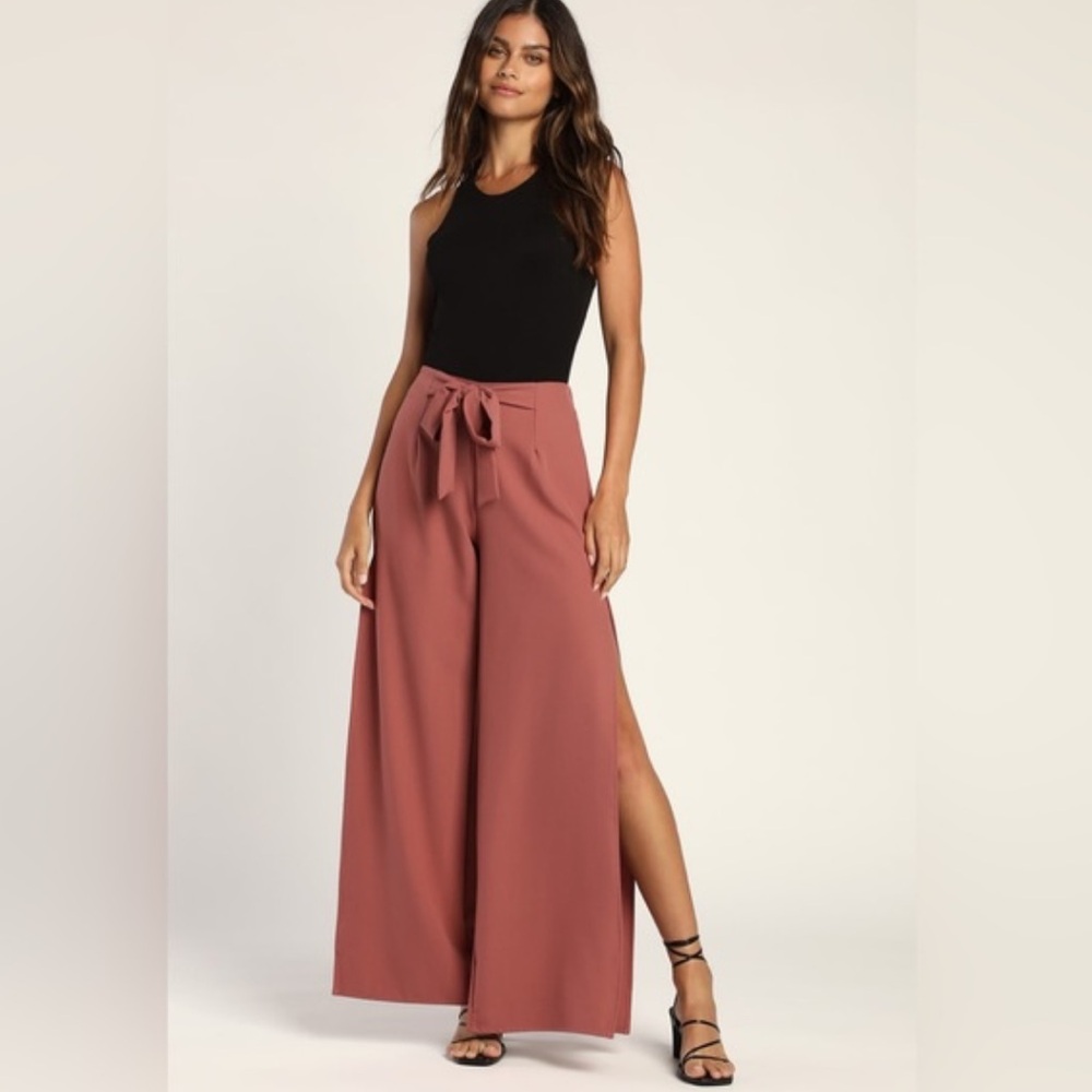 Going Places Mauve Wide-Leg Pants